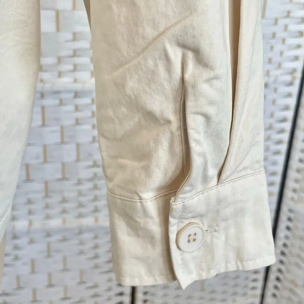 Forever 21 Cream Twill Crochet Lace Jacket / Shacket Size M Boho Chic Casual